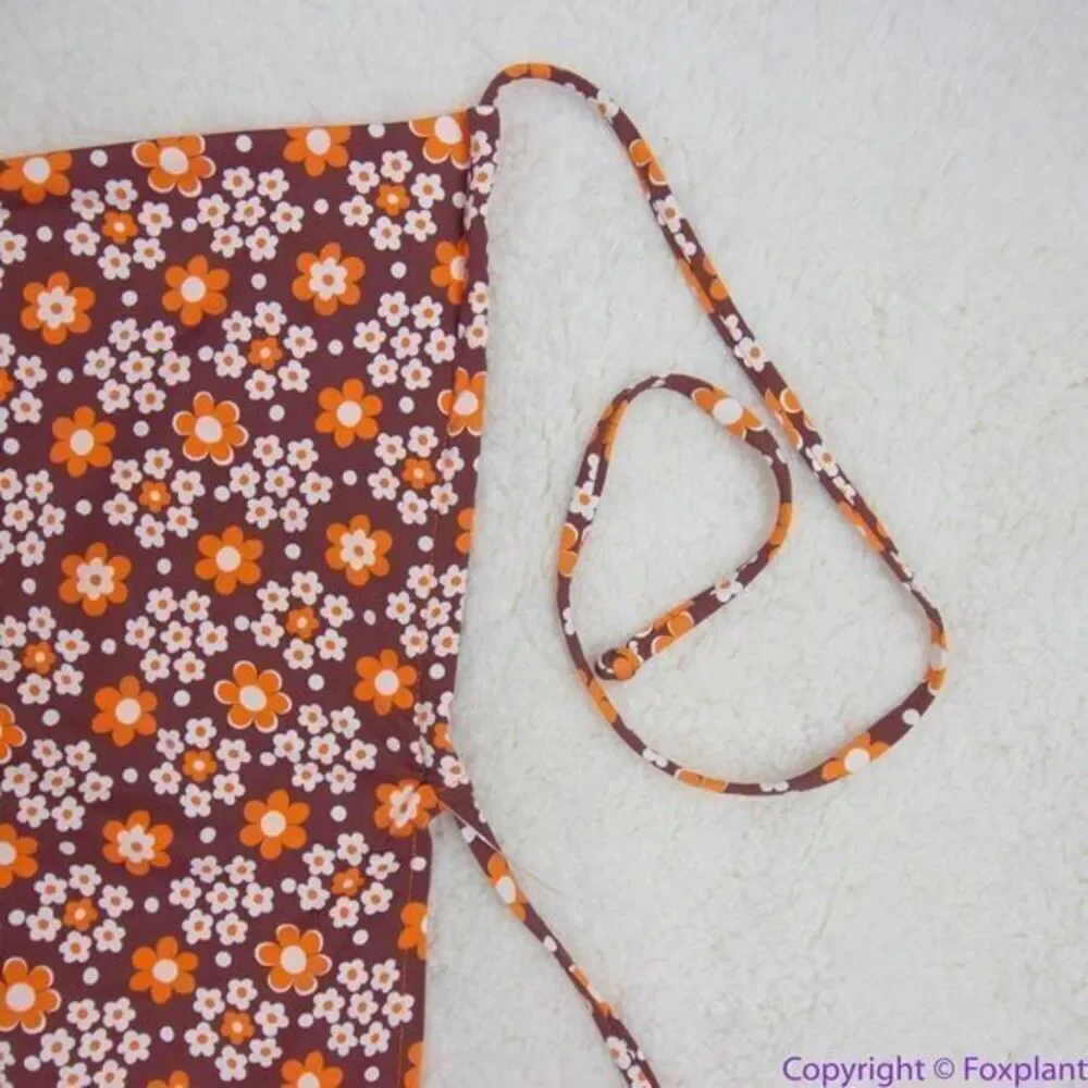 NEW Frankies Bikinis retro Indy floral halter cowl swim top,‎ S